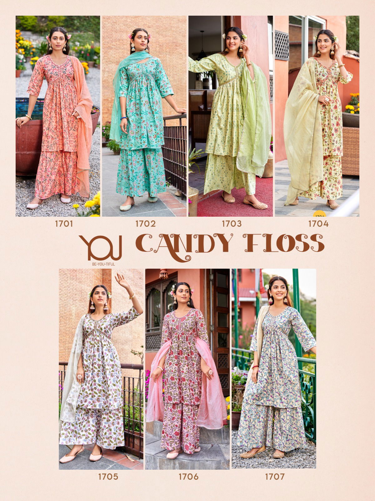 Candy Floss Alia Cut Sharara Readymade Suits Catalog
